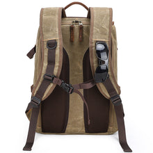 Load image into Gallery viewer, Shoulder Camera Backpack Large Capacity SLR Water-Proof Bag Wax Dye Canvas Camera Bag
