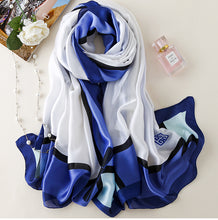 Load image into Gallery viewer, Women's Korean-Style Autumn and Winter Printing Silk Mulberry Silk Scarf Warm Shawl Scarf

