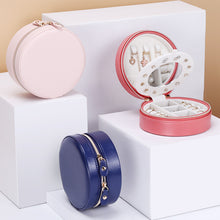 Load image into Gallery viewer, Jewelry Storage Box Round Portable Travel Earrings Ring Lipstick  Holders Case

