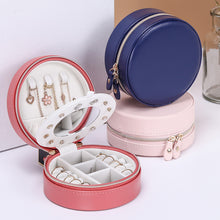 Load image into Gallery viewer, Jewelry Storage Box Round Portable Travel Earrings Ring Lipstick  Holders Case
