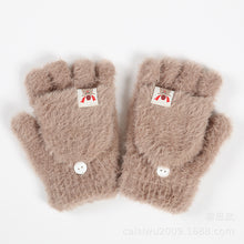 Load image into Gallery viewer, Plush Gloves Autumn and Winter Flip Knitted Gloves Warm Thickened Bag Finger Leakage Imitation Mink
