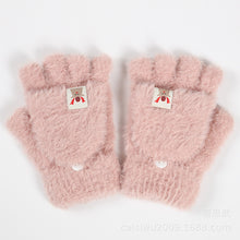 Load image into Gallery viewer, Plush Gloves Autumn and Winter Flip Knitted Gloves Warm Thickened Bag Finger Leakage Imitation Mink
