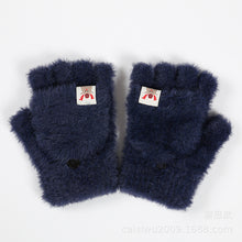 Load image into Gallery viewer, Plush Gloves Autumn and Winter Flip Knitted Gloves Warm Thickened Bag Finger Leakage Imitation Mink
