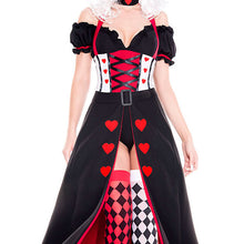 Load image into Gallery viewer, Halloween Cosplay Red Heart Princess Queen Alice in Wonderland Red Peach Queen Dress
