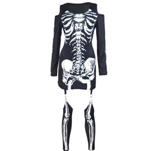 Load image into Gallery viewer, Masquerade Skull Skeleton Printed Sexy off Shoulder Halloween Costume Dark Performance Wear
