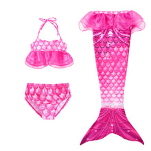 Load image into Gallery viewer, Children Mermaid Tail Princess Mesh Swimsuit Split Bikini Set Three-Piece Set Swimwear
