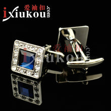 Load image into Gallery viewer, INBO Diamond Blue Crystal Cufflink Men's French Cufflink Button Cufflinks
