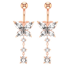 Load image into Gallery viewer, Belly Umbilical Ring Creative Butterfly Zircon Navel Decoration Umbilical Ring
