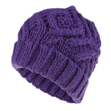 Load image into Gallery viewer, Rhombus Plaid Soft Thick Wool Knitted Hat Girl's Cap Fashion Autumn and Winter Woolen Cap
