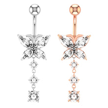 Load image into Gallery viewer, Belly Umbilical Ring Creative Butterfly Zircon Navel Decoration Umbilical Ring
