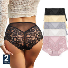 Load image into Gallery viewer, 2PCS/Set M-3XL Seamless Floral Lace Panties Women Lingerie Female Underwear Sexy V-Waist Underpant Girls Intimates Panty
