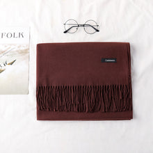 Load image into Gallery viewer, Women's Cashmere-like Solid Color 2023 Autumn and Winter Thickening Tassel Shawl Women's Big Red Scarf
