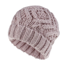 Load image into Gallery viewer, Rhombus Plaid Soft Thick Wool Knitted Hat Girl's Cap Fashion Autumn and Winter Woolen Cap
