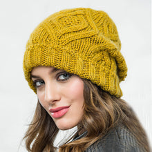 Load image into Gallery viewer, Rhombus Plaid Soft Thick Wool Knitted Hat Girl's Cap Fashion Autumn and Winter Woolen Cap
