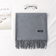 Load image into Gallery viewer, Women's Cashmere-like Solid Color 2023 Autumn and Winter Thickening Tassel Shawl Women's Big Red Scarf
