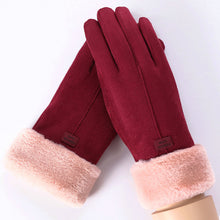 Load image into Gallery viewer, Women's Winter Thermal Extra Thick with Fleece Touch Screen Gloves Riding Korean-Style Cotton Suede Gloves Customization
