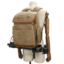Load image into Gallery viewer, Photography Bag SLR Backpack Waterproof Large Capacity Wax Dyed Canvas Outdoor Bag
