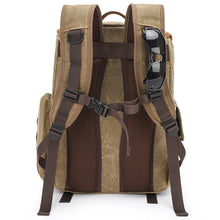 Load image into Gallery viewer, Photography Bag SLR Backpack Waterproof Large Capacity Wax Dyed Canvas Outdoor Bag
