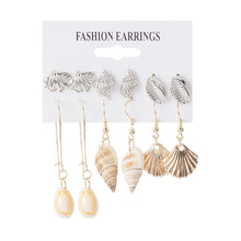 Load image into Gallery viewer, Alloy Shell Tassel Earrings Beach Ocean Style Conch Pearl Stud Earrings
