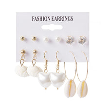Load image into Gallery viewer, Alloy Shell Tassel Earrings Beach Ocean Style Conch Pearl Stud Earrings
