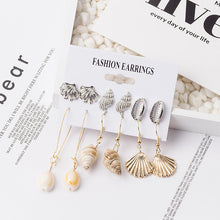 Load image into Gallery viewer, Alloy Shell Tassel Earrings Beach Ocean Style Conch Pearl Stud Earrings
