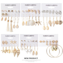 Load image into Gallery viewer, Alloy Shell Tassel Earrings Beach Ocean Style Conch Pearl Stud Earrings
