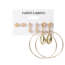 Load image into Gallery viewer, Alloy Shell Tassel Earrings Beach Ocean Style Conch Pearl Stud Earrings
