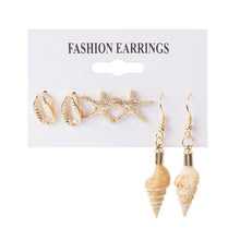 Load image into Gallery viewer, Alloy Shell Tassel Earrings Beach Ocean Style Conch Pearl Stud Earrings
