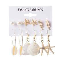 Load image into Gallery viewer, Alloy Shell Tassel Earrings Beach Ocean Style Conch Pearl Stud Earrings

