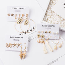 Load image into Gallery viewer, Alloy Shell Tassel Earrings Beach Ocean Style Conch Pearl Stud Earrings

