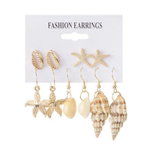 Load image into Gallery viewer, Alloy Shell Tassel Earrings Beach Ocean Style Conch Pearl Stud Earrings
