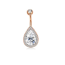 Load image into Gallery viewer, Water Drop Zircon Navel Buckle Umbilical Ring Piercing Jewelry
