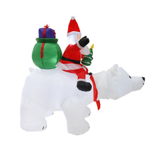 Load image into Gallery viewer, Holiday Decoration Christmas White Bear Inflatable Santa Riding Shaking Head Bear Atmosphere Decoration
