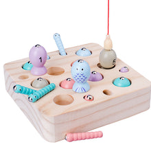 Load image into Gallery viewer, Wooden Digital Magnet Fishing Toy Sets 3d Catch The Insect Magnetic Math Fish Game Educational Kids Gift
