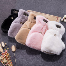 Load image into Gallery viewer, Couple Flip Pure Color Thickened Warm Plush Keyboard Half Finger Gloves for Men and Women Winter
