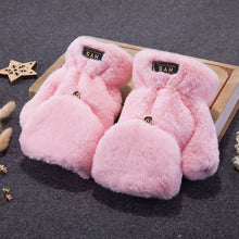 Load image into Gallery viewer, Couple Flip Pure Color Thickened Warm Plush Keyboard Half Finger Gloves for Men and Women Winter

