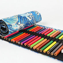 Load image into Gallery viewer, Pencil Case Canvas Roll Up Pencil Bag Pen Curtain Case Makeup Wrap Holder
