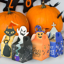 Load image into Gallery viewer, 12/24/36PCS Halloween Candy Box Horror Ghost Cat Pumpkin Cross Paper Gift Cookie Box Trick Treat for DIY Halloween Party Supply
