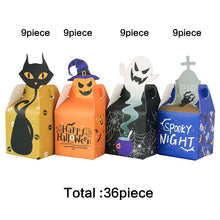 Load image into Gallery viewer, 12/24/36PCS Halloween Candy Box Horror Ghost Cat Pumpkin Cross Paper Gift Cookie Box Trick Treat for DIY Halloween Party Supply
