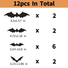Load image into Gallery viewer, 12/24/48pcs Halloween Decoration 3D Black Bat Halloween Party DIY Bar Room Decor Party Scary Props Wall Sticker
