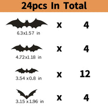 Load image into Gallery viewer, 12/24/48pcs Halloween Decoration 3D Black Bat Halloween Party DIY Bar Room Decor Party Scary Props Wall Sticker
