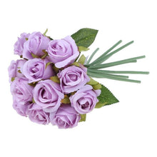 Load image into Gallery viewer, 12 Heads Simulation Artificial Rose Flower Silk Bouquet Wedding Party Home Decor Beauty Cheap Fake Flowers indoor Accessories
