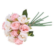 Load image into Gallery viewer, 12 Heads Simulation Artificial Rose Flower Silk Bouquet Wedding Party Home Decor Beauty Cheap Fake Flowers indoor Accessories
