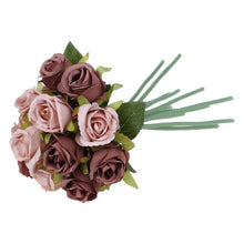 Load image into Gallery viewer, 12 Heads Simulation Artificial Rose Flower Silk Bouquet Wedding Party Home Decor Beauty Cheap Fake Flowers indoor Accessories
