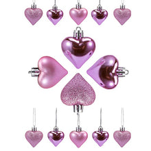 Load image into Gallery viewer, 12pcs Valentine Heart Ornaments Romantic Valentine's Day Gifts Hanging Heart Shape Ornament Red Gold Silver Christmas Balls
