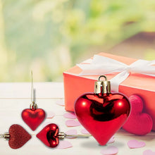 Load image into Gallery viewer, 12pcs Valentine Heart Ornaments Romantic Valentine's Day Gifts Hanging Heart Shape Ornament Red Gold Silver Christmas Balls
