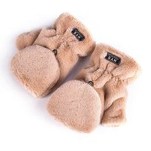 Load image into Gallery viewer, Couple Flip Pure Color Thickened Warm Plush Keyboard Half Finger Gloves for Men and Women Winter

