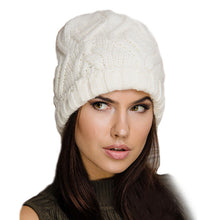 Load image into Gallery viewer, Rhombus Plaid Soft Thick Wool Knitted Hat Girl's Cap Fashion Autumn and Winter Woolen Cap
