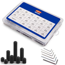 Load image into Gallery viewer, Screws 666pcs Hex hexagon socket grub screw flat point set screw assorted kit stainless steel M2 M3 M4 M5 M6 M8 headless screw set
