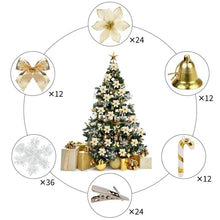 Load image into Gallery viewer, 120PCS /1set Christmas Tree Ornament Flash Artificial Flower Bow Bell Snowflake Small Cane Clip for Christmas Party Decoration
